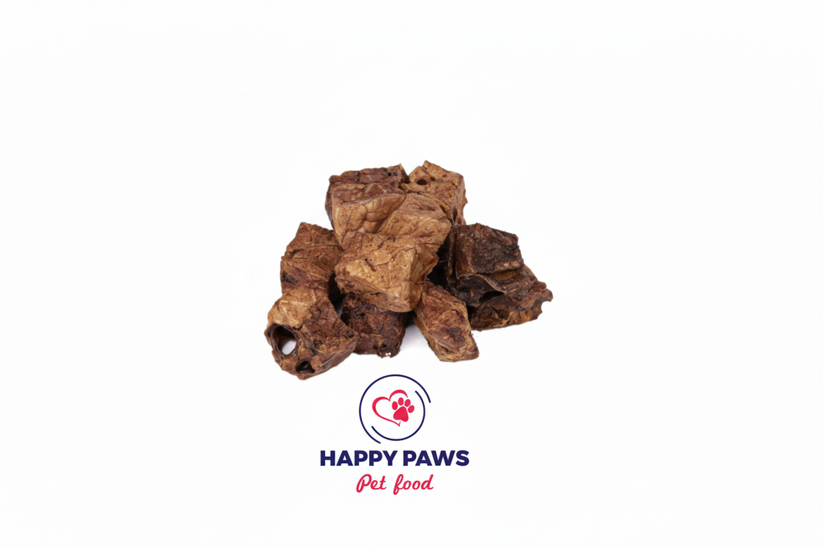 500g pack of low-fat high-protein Australian Beef Cubes dog treats made from 100% beef lung